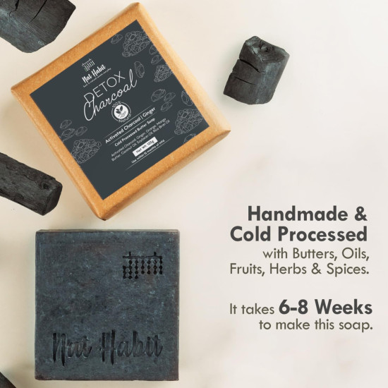 Nat Habit Detox Charcoal Butter Bath Soap With Ayurvedic Cold Processed For Detoxification, Blackheads, Tan Removal & Skin Whitening (Pack of 2 x 125gm) Nat Habit Detox Charcoal Butter Bath Soap With Ayurvedic Cold Processed For Detoxification, Blackheads, Tan Removal & Skin Whitening (Pack of 2 x 125gm)