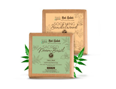 Nat Habit Neem & Sandalwood De-Tan Bath Soap Combo|Cold-Processed Ayurvedic Soaps with Neem Actives & Rakt Chandan | Antibacterial, Anti-Inflammatory, Body Acne,Tan Removal & Skin Brightening |125g Each