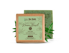 Nat Habit Neem Basil Butter Soap|Cold Processed Ayurvedic Soap with Neem Actives|Antibacterial, Herbal Soaps for Bath|Anti-Inflammatory Handmade Neem Soap Bar|Essential Oils for Body Acne| 125g