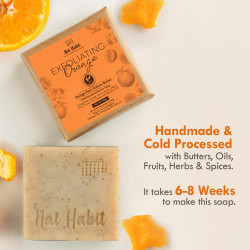 Nat Habit Orange Kokum Butter Bath Soap for Women & Men | Cold Processed With Vit C for Body Acne, Pimple & Oil Control | Improve Skin Tone & Boost Collagen Production| Gentle Exfoliation| 125g
