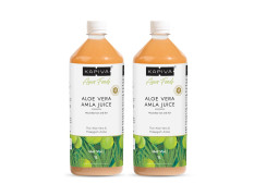 Kapiva Aloe Vera + Amla Juice (2L) | Cold-pressed Juice for Glowing Skin | Helps with Acne and Metabolism - Super Saver Pack of 2
