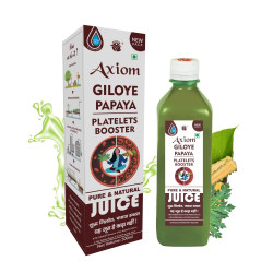 Axiom Ayurveda Giloye Papaya Cold Pressed Juice 500ml (Pack of 2) | Platelets Booster & Rapidly Neutrilize All Types of Fever | 100% WHO GMP GLP Certified Ayurvedic Juice