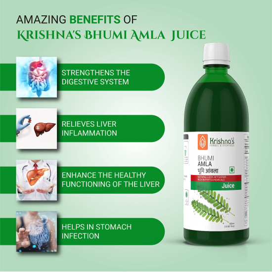 KRISHNA'S HERBAL & AYURVEDA Bhumi Amla Juice - 1000 ml | Natural liver detoxifier | Strengthens the digestive system | Sugar free Juice KRISHNA'S HERBAL & AYURVEDA Bhumi Amla Juice - 1000 ml | Natural liver detoxifier | Strengthens the digestive system | Sugar free Juice