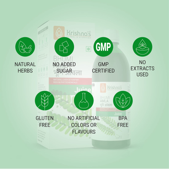 KRISHNA'S HERBAL & AYURVEDA Bhumi Amla Juice - 1000 ml | Natural liver detoxifier | Strengthens the digestive system | Sugar free Juice KRISHNA'S HERBAL & AYURVEDA Bhumi Amla Juice - 1000 ml | Natural liver detoxifier | Strengthens the digestive system | Sugar free Juice