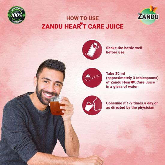 Zandu Heart Care Juice 500ml| Helps Maintain Healthy Heart Function | Relieves Stress & Boosts Immunity | 100% Ayurvedic and Natural