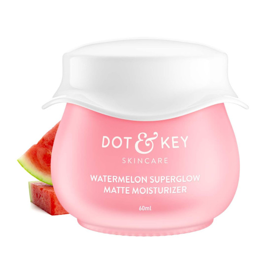 DOT & KEY Watermelon Superglow Matte Oil Free Moisturizer For Face With Watermelon Extracts | Lightweight Gel, Controls Excess Oil, Hydrates & Plumps Skin, With Glycolic Acid For Oily Skin | 60Ml