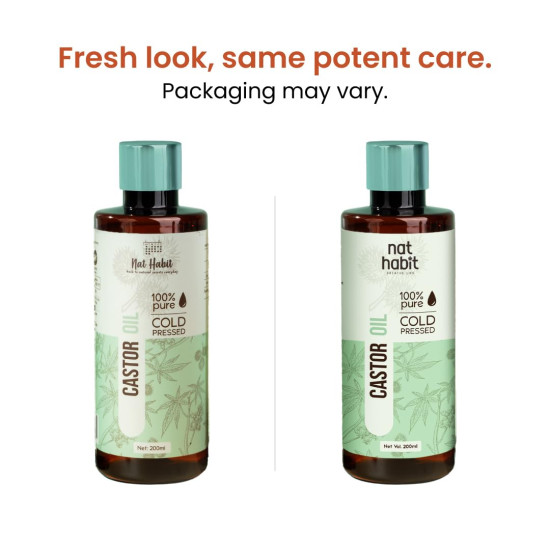 Nat Habit Cold Pressed 100% Pure Castor (Arandi) Oil for Skin & Hair With Vitamin E, Omega-6 & 9, Mineral Free & Preservative Free (200 ml) Nat Habit Cold Pressed 100% Pure Castor (Arandi) Oil for Skin & Hair With Vitamin E, Omega-6 & 9, Mineral Free & Preservative Free (200 ml)