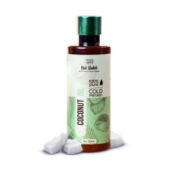 Nat Habit Cold Pressed Coconut Oil for Skin & Hair, Of Whole Kernels from Tamil Nadu & Kerala | 100% Pure Fresh from our Ayurvedic Kitchen, Zero Preservatives | Body Massage Oil, Hair Oil, 200ml