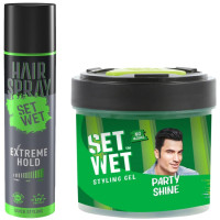 Set Wet Extreme Hold Styling Hair Spray for Men, 200ml & Styling Hair Gel, Vertical Hold, 250ml Jar