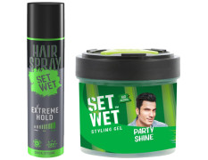 Set Wet Extreme Hold Styling Hair Spray for Men, 200ml & Styling Hair Gel, Vertical Hold, 250ml Jar
