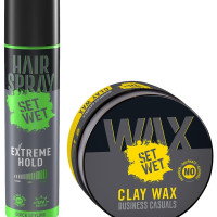 Set Wet Styling Hair Clay Wax 60g, & Set Wet Extreme Hold, Hair Spray for Men, Style-Spray-Freeze,Bottle 200 ml