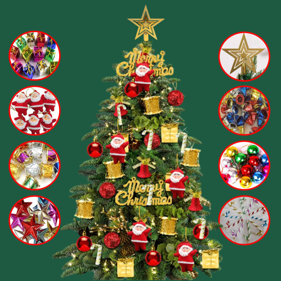 LAZYBEEE 70Pcs Mini Christmas Tree Decoration Ornaments Set | Beautiful Xmas Tree Hanging Baubles & Décor Items | Christmas Tree Decorations Accessories (Random Ornaments Sent | Tree Not Inculded)