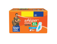 Whisper Choice Sanitary Pads with Wings for Women, XL, 40s Napkins