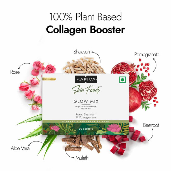 Kapiva Skin Foods Glow Mix | Ayurvedic Skin Supplement, Collagen Powder | Skincare for Glowing & Healthy Skin (30 Sachets) Kapiva Skin Foods Glow Mix | Ayurvedic Skin Supplement, Collagen Powder | Skincare for Glowing & Healthy Skin (30 Sachets)