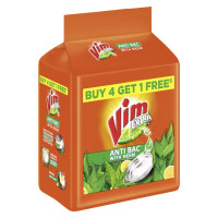 Vim Extra Anti Bacterial Dishwash Bar - 200g (Neem, Buy 4 + 1 Free)
