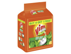 Vim Extra Anti Bacterial Dishwash Bar - 200g (Neem, Buy 4 + 1 Free)