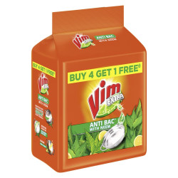 Vim Extra Anti Bacterial Dishwash Bar - 200g (Neem, Buy 4 + 1 Free)
