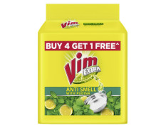Vim Extra Anti Smell Dishwash Bar - 200g (Pudina, Buy 4 + 1 Free)