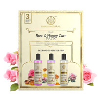 Khadi Natural Rose & Honey Gift Pack with Rose & Honey Body Wash, Rose & Honey Moisturizer & Rose Water Skin Toner | All Skin Types | (Pack of 3) (3 x 210 ml) (630 ml)