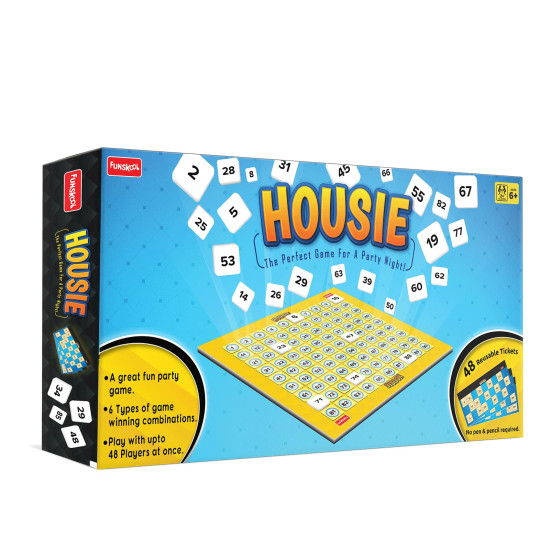 Funskool India Ltd. Kid Games Housie The Perfect Game for A Party Night!,2 Players, Ages 6 Years and Above