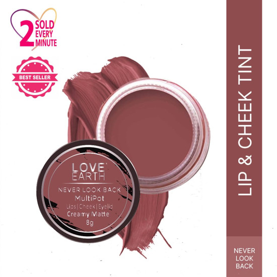 Love Earth Lip Tint & Cheek Tint Multipot-Seize The Day With Richness Of Essential Oils And Vitamin E For Lips, Eyelids & Cheeks, Matte Finish - Raspberry Pink