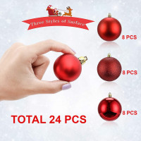 CraftVatika 24 pcs 3CM Multi Christmas Tree Baubles Balls Decor Hanging Ornament for Xmas, Xmas Tree Decoration Ornament - Christmas Decorations Items - Christmass Gifts Home Decor Items (24 Pcs)