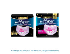 Whisper Super Absorbent Period Panty, 6 M-L Pants, 360 Degree Leakage Protection for Heavy Flow, Panty like Fit for Full back Coverage, Absorbs Heavy Gushes, Silky Soft, Comfortable Feel
