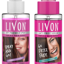 Livon Serum for Women for All Hair Types,For Frizz-free, Smooth & Glossy Hair, 50 ml and Livon Shake & Spray Serum for Women,For Frizz-free, Glossy Hair on-the-go,With Argan Oil & Vitamin B, 50 ml