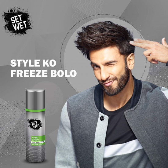 Set Wet Extreme Hold, Hair Spray for Men, Style-Spray-Freeze,Bottle 200 ml and Set Wet Daily Hair Styling Matte Wax, Matte Look, Flexible Hair & Restylable Anytime, Jar 60 gm