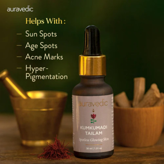 Auravedic Kumkumadi Tailam Face Oil 30 ml Kumkumadi oil for Face Serum for Glowing Skin Brightening Radiant Youthful Glow
