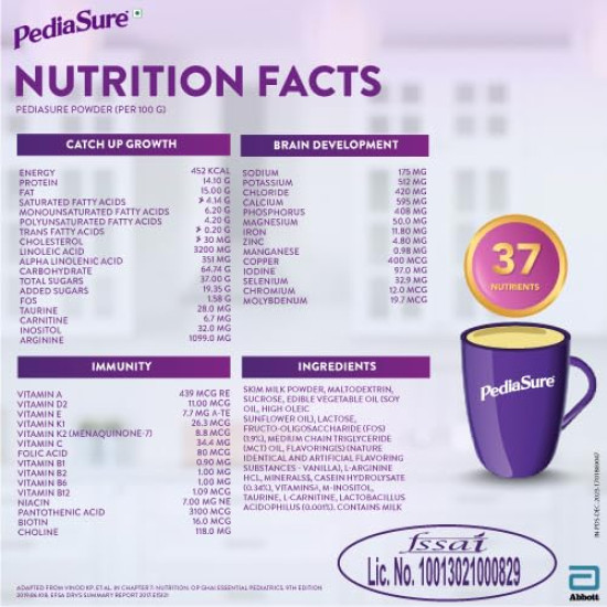 Pediasure Nutritional Drink Powder 1.9 kg, Vanilla, Scientifically Designed Nutrition for Supporting Kids Growth