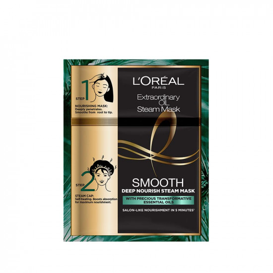 L'Oreal Paris Professional Nourishing Treatment, For Smooth & Straight Frizz-Free hair, Paraben Free, With Precious Essential Oils, Extraordinary Oil Smooth Steam Mask, 20ml + 40g