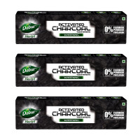 DABUR Herb'L Activated Charcoal Toothpaste-360G ( 120Gx3,Pack Of 3 )|Black Gel Toothpaste|Whitening Fluoride Free|Fights Plaque&Extrinsic Stains|With Power Of Mint|Cool&Refreshing Mouth Experience
