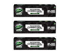 DABUR Herb'L Activated Charcoal Toothpaste-360G ( 120Gx3,Pack Of 3 )|Black Gel Toothpaste|Whitening Fluoride Free|Fights Plaque&Extrinsic Stains|With Power Of Mint|Cool&Refreshing Mouth Experience