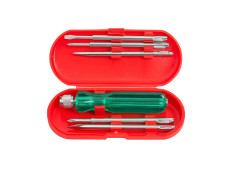 Spartan BS-01 5-in-1 Pc Screw Driver Kit With 2 Flat Blades, 2 Phillips Head, 1 Round Poker Bar For Home Use/For Multipurpose Application (S-6, Green)