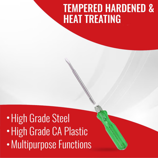 Spartan BS-01 5-in-1 Pc Screw Driver Kit With 2 Flat Blades, 2 Phillips Head, 1 Round Poker Bar For Home Use/For Multipurpose Application (S-6, Green)