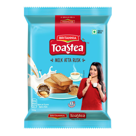 Britannia Toastea Milk Rusk Toast, 182g / 200g (Weight May Vary)