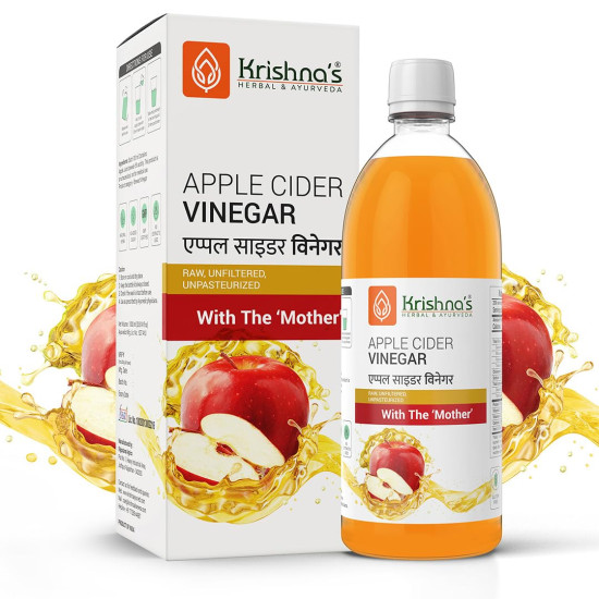 KRISHNA'S HERBAL & AYURVEDA Apple Cider Vinegar 1000 Ml|Raw,Unfiltered,Unpasteurized|With The Mother KRISHNA'S HERBAL & AYURVEDA Apple Cider Vinegar 1000 Ml|Raw,Unfiltered,Unpasteurized|With The Mother