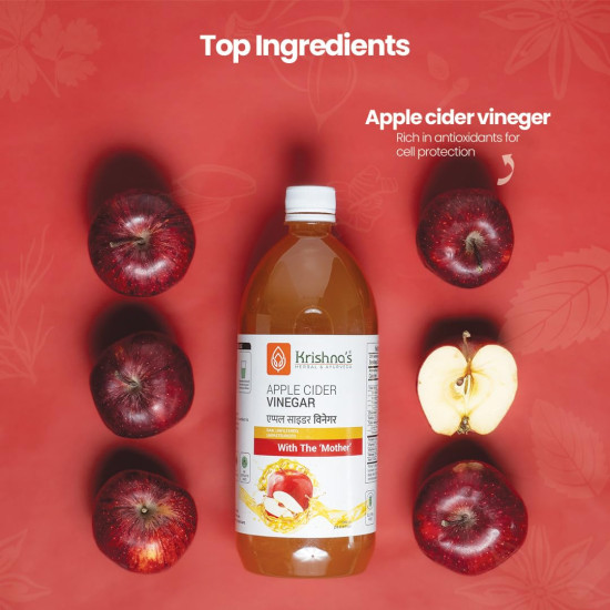 KRISHNA'S HERBAL & AYURVEDA Apple Cider Vinegar 1000 Ml|Raw,Unfiltered,Unpasteurized|With The Mother KRISHNA'S HERBAL & AYURVEDA Apple Cider Vinegar 1000 Ml|Raw,Unfiltered,Unpasteurized|With The Mother