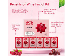 NutriGlow NATURAL'S Advanced Pro Formula Wine Facial Kit For Glowing Skin With Goodness Of Red Grape Extracts, Blemish Free, All Type of Skin Solution for men & women, 60 GM