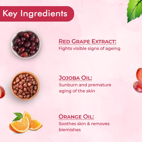 NutriGlow NATURAL'S Advanced Pro Formula Wine Facial Kit For Glowing Skin With Goodness Of Red Grape Extracts, Blemish Free, All Type of Skin Solution for men & women, 60 GM