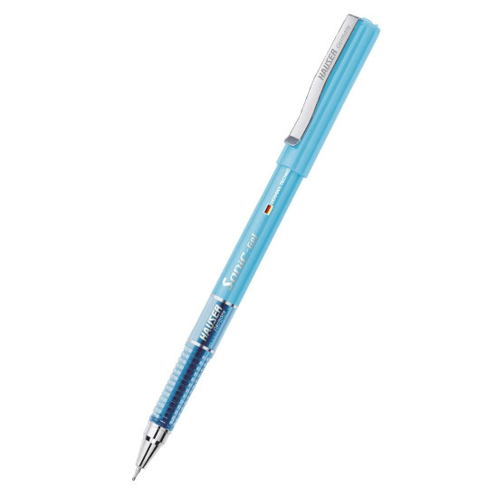 Hauser Sonic 0.55mm Gel Pen Blister Pack | Attractive Foiled Body | Stylish Metal Clip | Refillable & Waterproof Gel Ink | German Technology For Smooth & Effortless Writing | Blue Ink, Set of 10 Pens