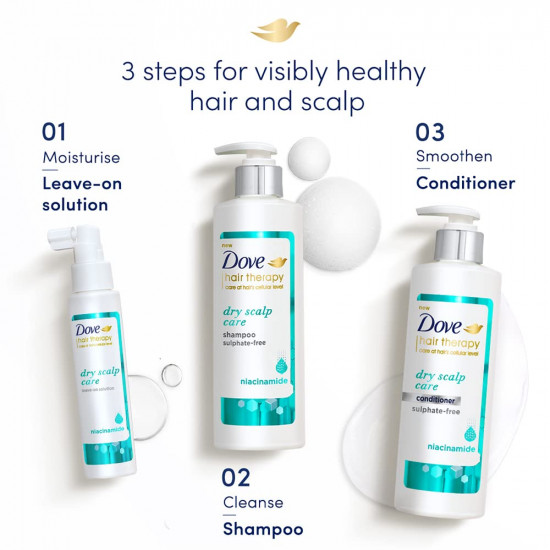Dove Hair Therapy Dry Scalp Care Sulphate-Free Shampoo, No Parabens & Dyes, With Niacinamide to relieve scalp dryness for smooth hair, 380 ml