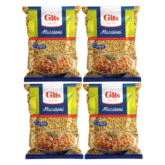 Gits Macaroni Pasta Pure Veg , 1600gm (Pack of 4 X 400g Each)