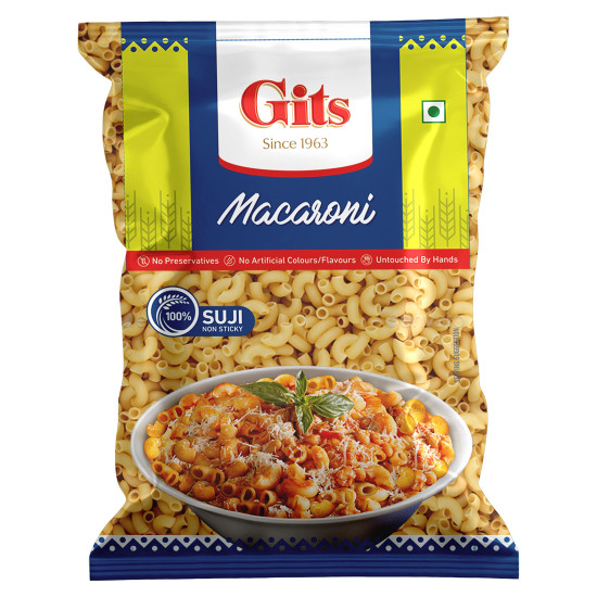 Gits Macaroni Pasta Pure Veg , 1600gm (Pack of 4 X 400g Each)