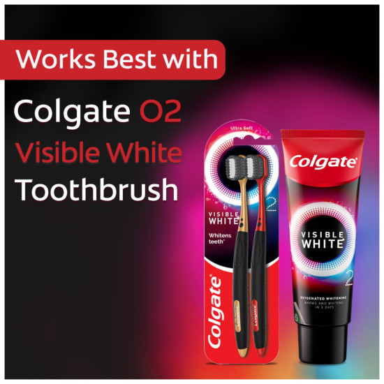 Colgate Visible White O2, Teeth Whitening Toothpaste (25g) for noticeably whiter teeth starting in 3 days. Peppermint Sparkle with Active Technology, Enamel Safe Teeth Whitening