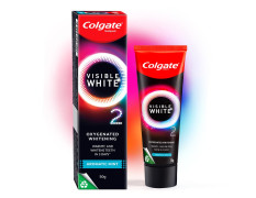 Colgate Visible White O2, Teeth Whitening Toothpaste (50g) for noticeably whiter teeth starting in 3 days. Aromatic Mint with Active Technology, Enamel Safe Teeth Whitening