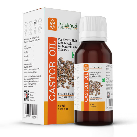Krishna's Castor Oil | 100% Pure Castor Oil | Cold Pressed -50 ml