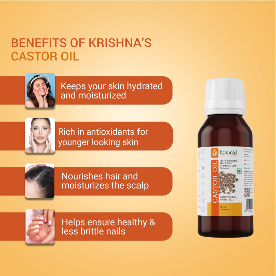 Krishna's Castor Oil | 100% Pure Castor Oil | Cold Pressed -50 ml