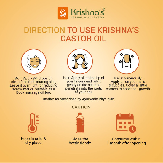 Krishna's Castor Oil | 100% Pure Castor Oil | Cold Pressed -50 ml